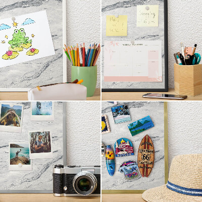 Kovové tabule na magnety bílý rám Šedá elegance