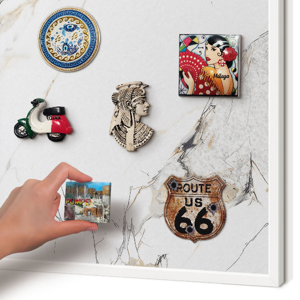 Nástěnky na magnety v bílém rámu Mramorový efekt