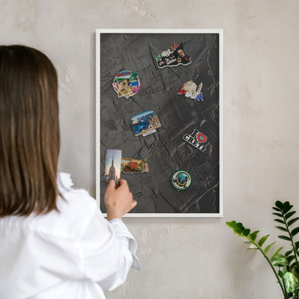 Kovové tabule na magnety bílý rám Texturovaná černá