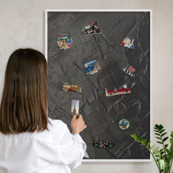 Kovové tabule na magnety bílý rám Texturovaná černá