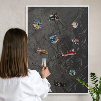 Kovové tabule na magnety bílý rám Texturovaná černá