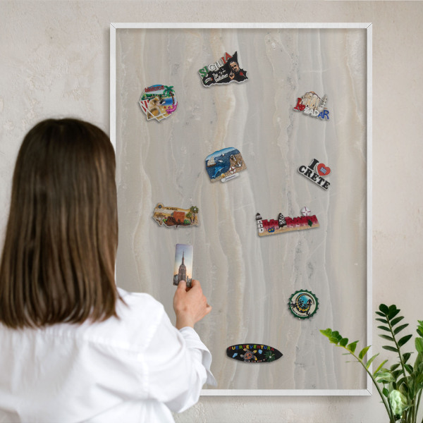 Kovové tabule na magnety bílý rám Mramorová textura