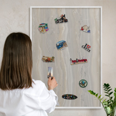 Kovové tabule na magnety bílý rám Mramorová textura