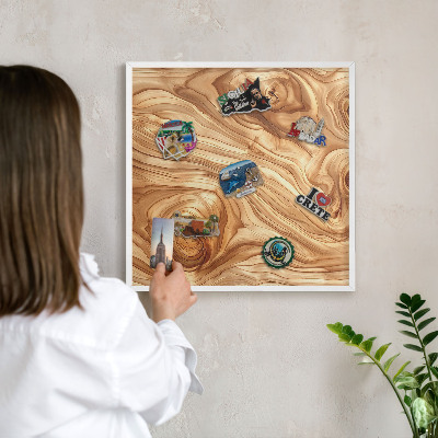 Kovové tabule na magnety bílý rám Dřevěná textura