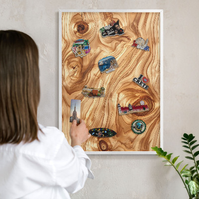 Kovové tabule na magnety bílý rám Dřevěná textura