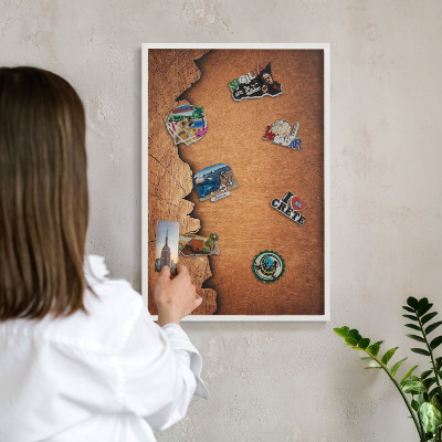 Nástěnky na magnety v bílém rámu Dřevěná textura