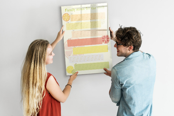 Popisovatelná magnetická tabule Rodinný jídelníček na týden