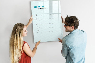 Magnetická psací tabule Finanční plán na letošní rok
