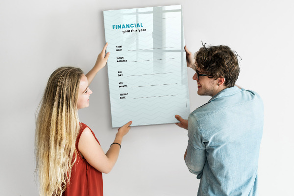 Magnetická psací tabule Finanční plán na letošní rok