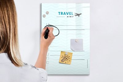Magnetická psací tabule Seznam cestovních přání s inspirací