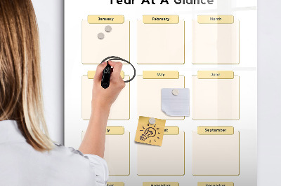 Magnetická psací tabule Roční kalendář pro personalizaci