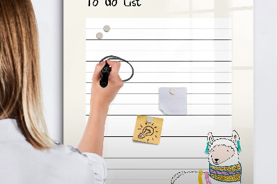 Popisovatelná magnetická tabule Seznam úkolů s roztomilým tématem
