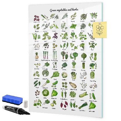 Popisovatelná magnetická tabule Zelená zelenina a bylinky v grafice