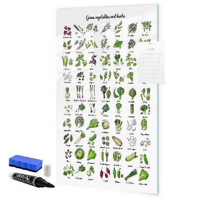 Popisovatelná magnetická tabule Zelená zelenina a bylinky v grafice
