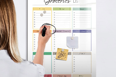 Popisovatelná magnetická tabule Nákupní seznam s místem pro fotografie