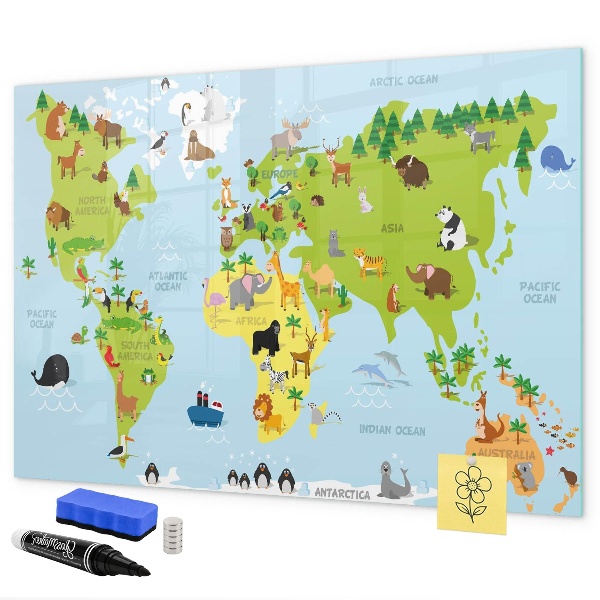Popisovatelná magnetická tabule Interaktivní mapa s fotografiemi a poznámkami