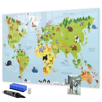 Popisovatelná magnetická tabule Interaktivní mapa s fotografiemi a poznámkami