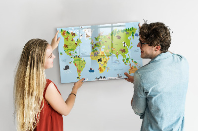 Popisovatelná magnetická tabule Interaktivní mapa s fotografiemi a poznámkami