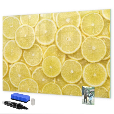 Magnetická psací tabule Citronový motiv s fotografiemi a doplňky