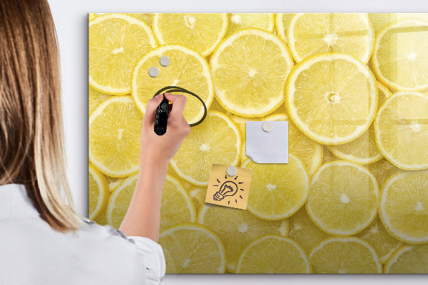 Magnetická psací tabule Citronový motiv s fotografiemi a doplňky