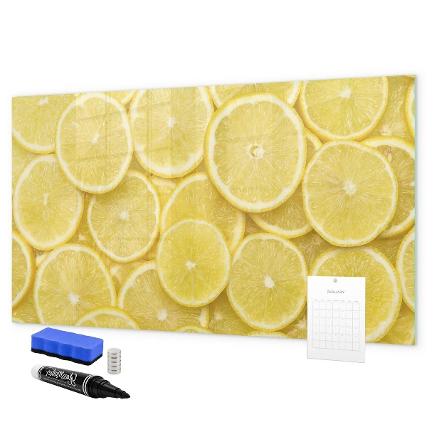 Magnetická psací tabule Citronový motiv s fotografiemi a doplňky