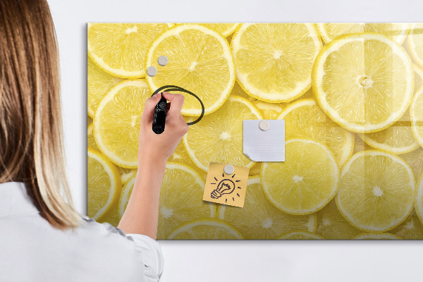 Magnetická psací tabule Citronový motiv s fotografiemi a doplňky