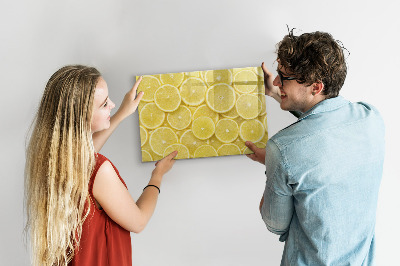 Magnetická psací tabule Citronový motiv s fotografiemi a doplňky