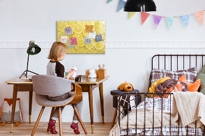 Magnetická psací tabule Citronový motiv s fotografiemi a doplňky