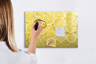 Magnetická psací tabule Citronový motiv s fotografiemi a doplňky