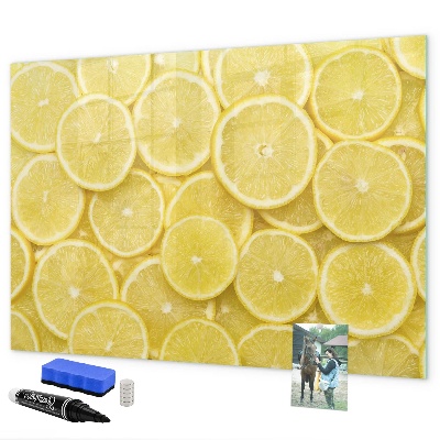 Magnetická psací tabule Citronový motiv s fotografiemi a doplňky