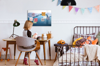 Magnetická psací tabule Vodní pozadí s fotografiemi a doplňky