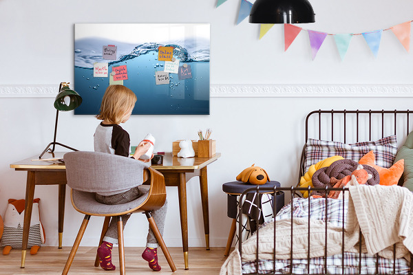 Magnetická psací tabule Vodní pozadí s fotografiemi a doplňky