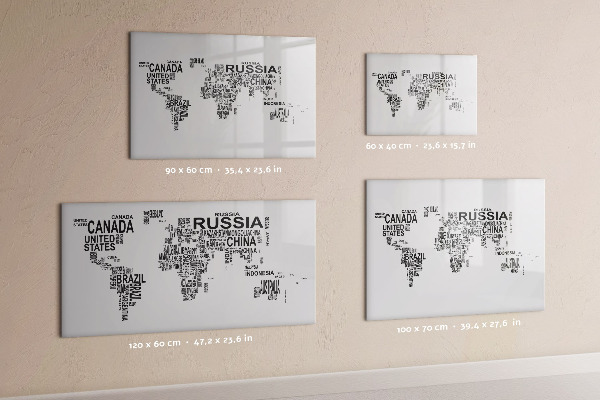 Magnetická psací tabule Mapa světa s místy a fotografiemi