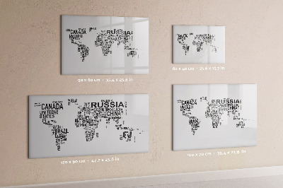 Magnetická psací tabule Mapa světa s místy a fotografiemi