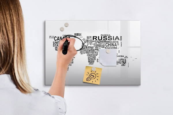 Magnetická psací tabule Mapa světa s místy a fotografiemi