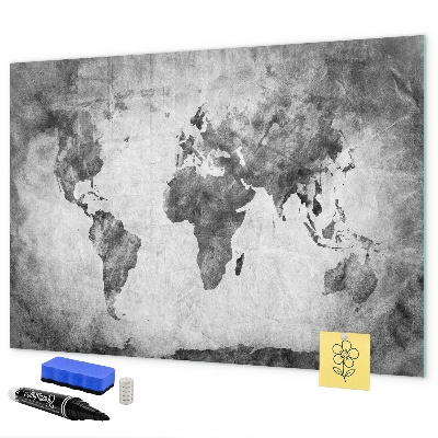 Popisovatelná magnetická tabule Mapa světa s osobními fotografiemi