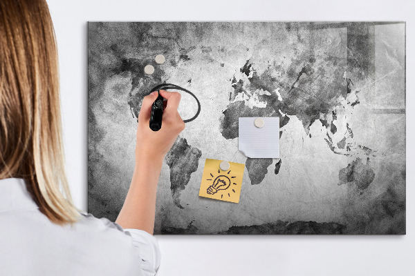 Popisovatelná magnetická tabule Mapa světa s osobními fotografiemi