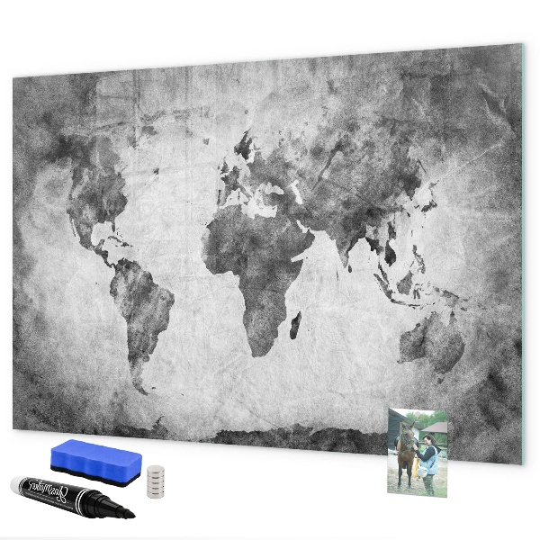 Popisovatelná magnetická tabule Mapa světa s osobními fotografiemi