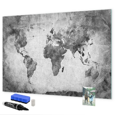 Popisovatelná magnetická tabule Mapa světa s osobními fotografiemi