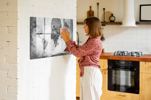 Popisovatelná magnetická tabule Mapa světa s osobními fotografiemi