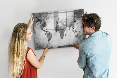 Popisovatelná magnetická tabule Mapa světa s osobními fotografiemi