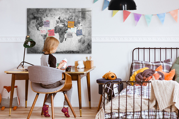 Popisovatelná magnetická tabule Mapa světa s osobními fotografiemi