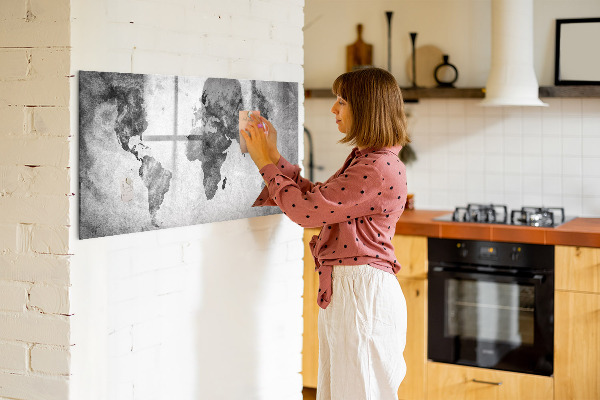 Popisovatelná magnetická tabule Mapa světa s osobními fotografiemi