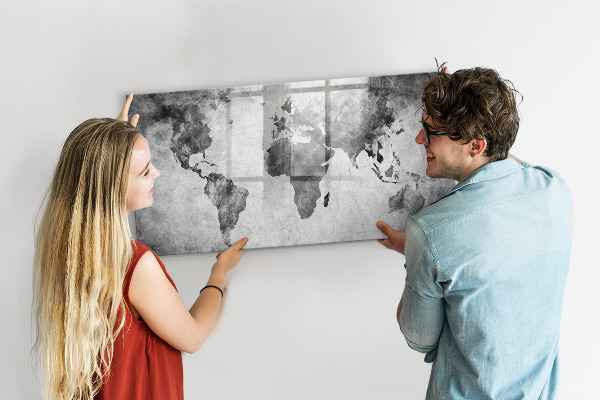 Popisovatelná magnetická tabule Mapa světa s osobními fotografiemi