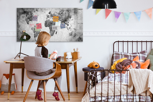 Popisovatelná magnetická tabule Mapa světa s osobními fotografiemi
