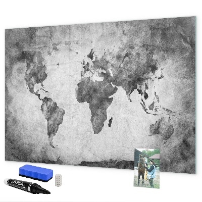 Popisovatelná magnetická tabule Mapa světa s osobními fotografiemi