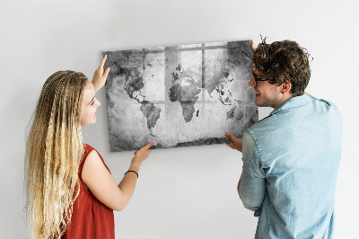 Popisovatelná magnetická tabule Mapa světa s osobními fotografiemi