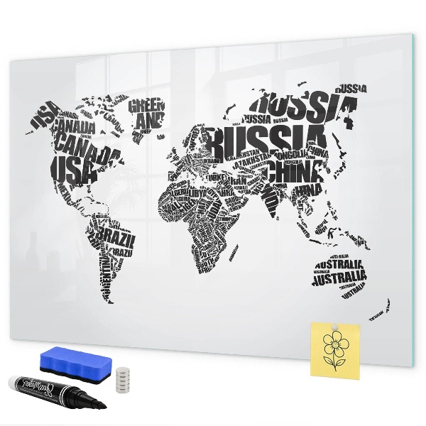 Magnetická psací tabule Mapa světa s osobními vzpomínkami