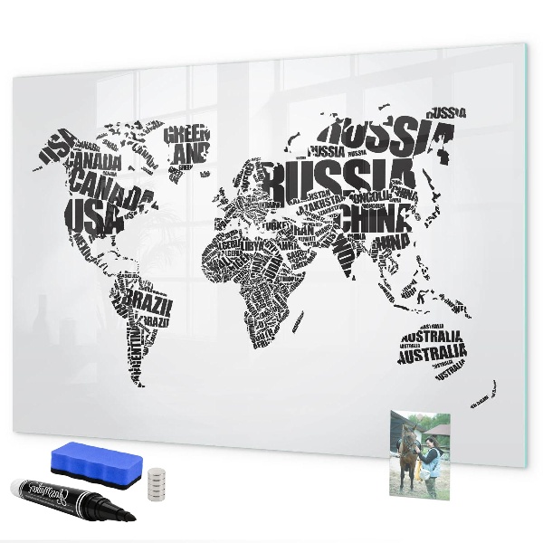 Magnetická psací tabule Mapa světa s osobními vzpomínkami