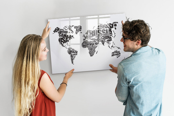 Magnetická psací tabule Mapa světa s osobními vzpomínkami